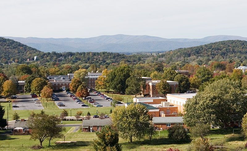 Drone shot of the Bridgewater College campus