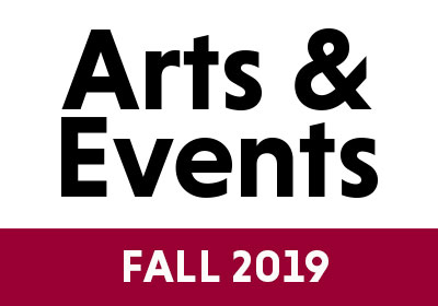 Graphic with the words Arts & Events Spring 2020