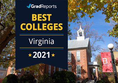 A Best Colleges 2021 graphic appears on a photo of Bridgewater College