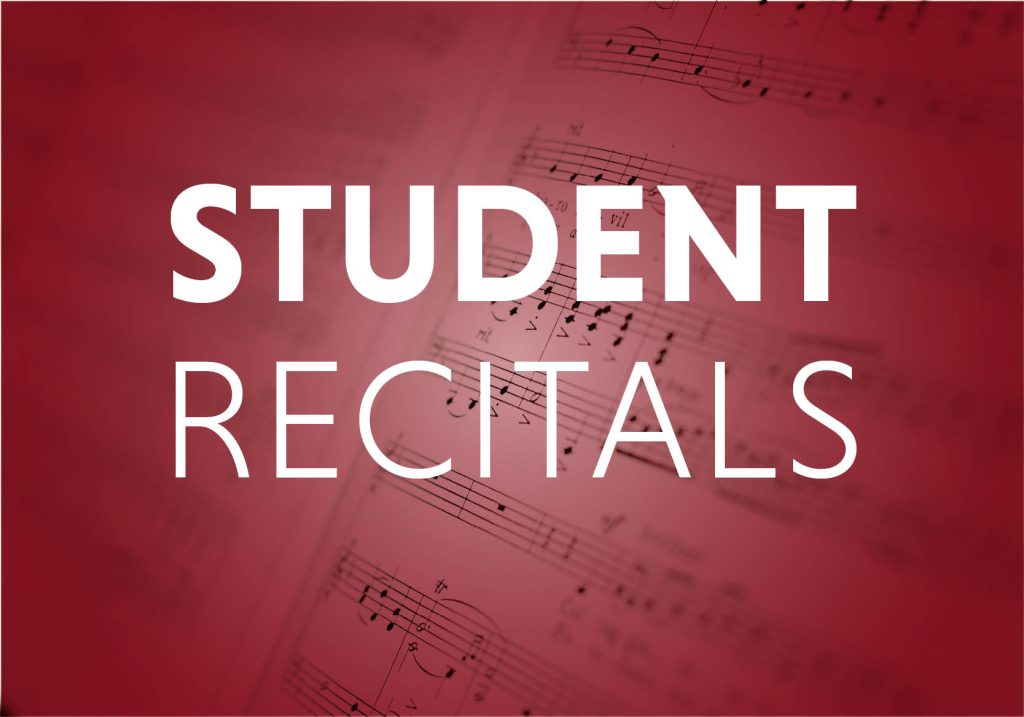 A music notebook appears with the words "student recitals"