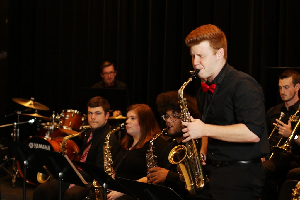 Jazz Ensemble performers playing the saxophone