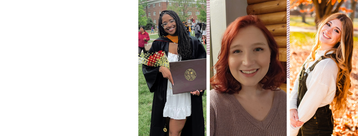 Collage of three students: Kiana Carter, Jillian Laub, and Briana Roach.