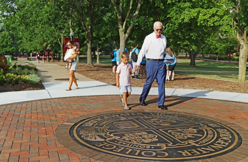 Bruce Christian and grandson in Rebecca Quad