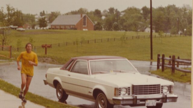 Polaroid of Jerry Crouse Running in the CROP Hunger Walk_1979