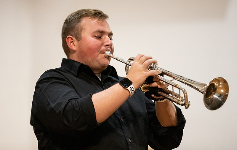 Student playing the trumpet