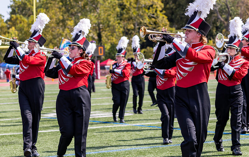 Screamin' Eagles Marching Band on the football field