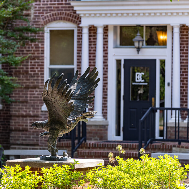 Eagle statue in front of Yount Hall, Bridgewater College