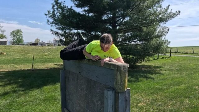 Sydney Collins doing physical training at the police academy.