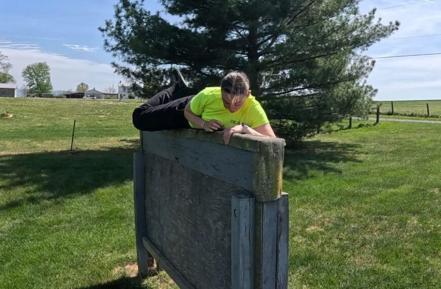Sydney Collins doing physical training at the police academy.