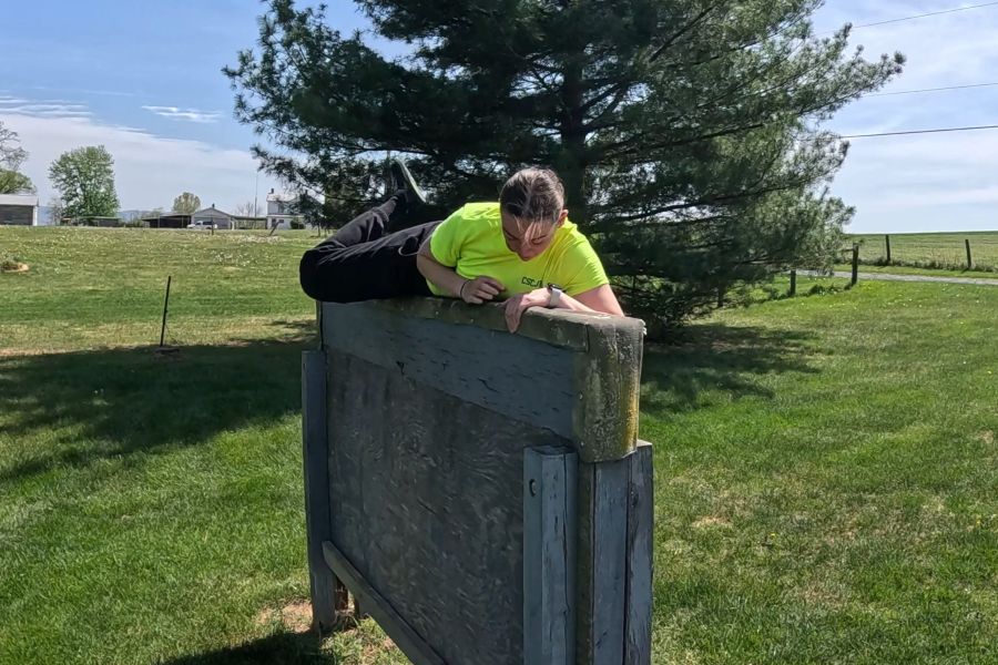 Sydney Collins doing physical training at the police academy.