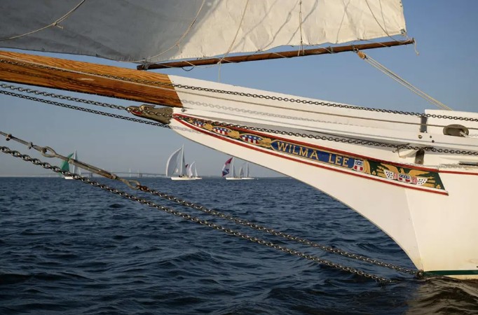 Bow of historic boat named Wilma Lee