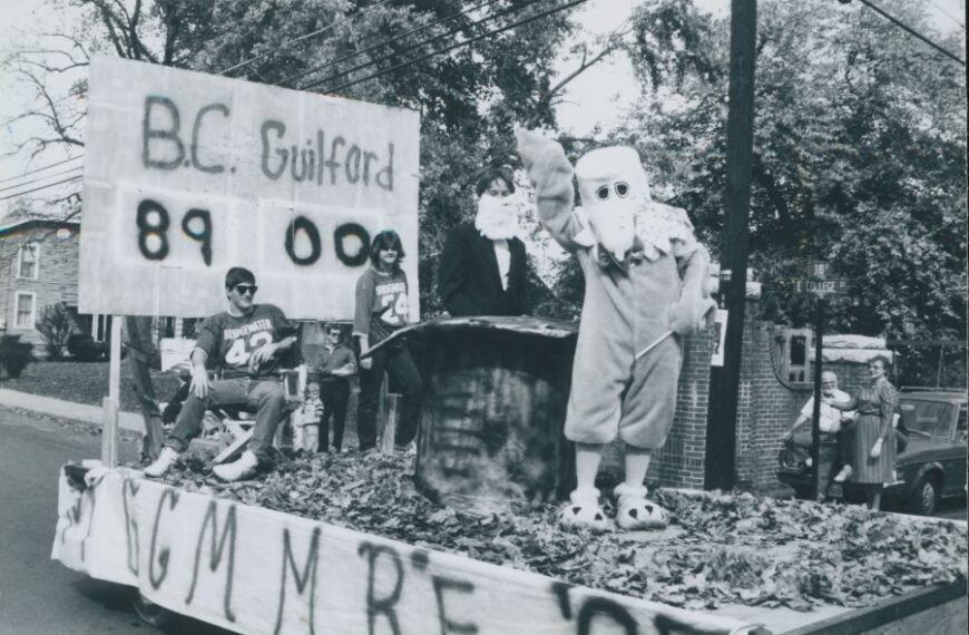 Ernie the Eagle at Homecoming 1985